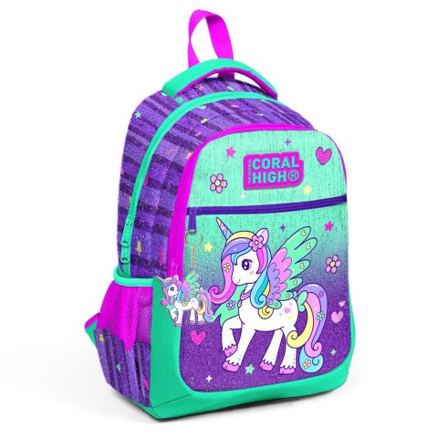 Coral High Kids Unicorn Desenli Üç Bölmeli Okul Sırt Çantası 23487