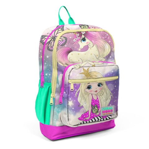 Coral High Kids Unicornlu Kız Desenli Dört Bölmeli Okul Sırt Çantası 23733