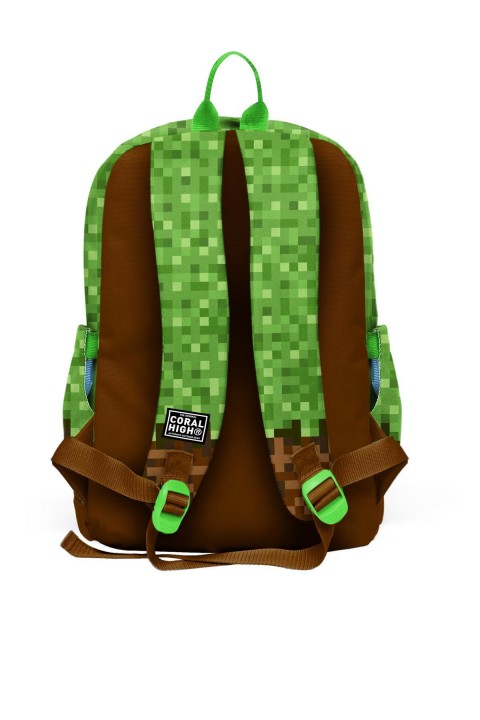 Coral High Kids Yeşil Kahverengi High Craft Desenli 3’lü Okul Çanta Seti