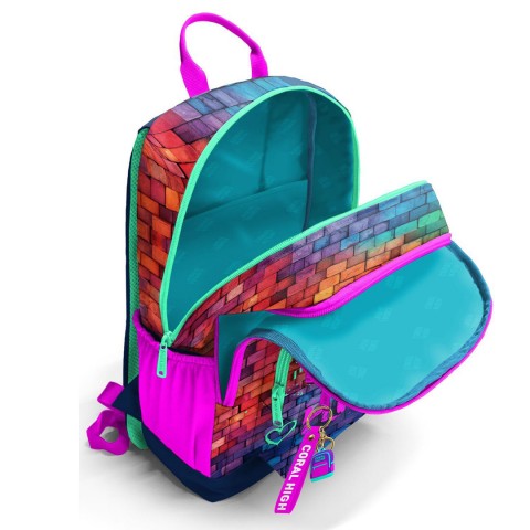 Coral High Pembe Lacivert Grafiti Yazılı 2'li Okul Çanta