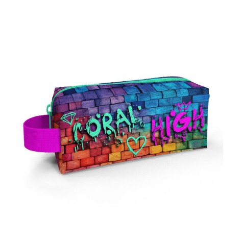 Coral High Pembe Lacivert Grafiti Yazılı 2'li Okul Çanta