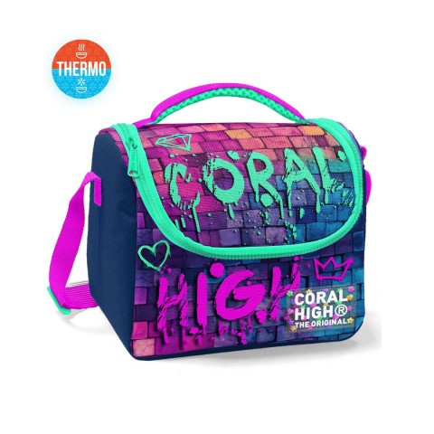 Coral High Pembe Lacivert Grafiti Yazılı 3’lü Okul Çanta