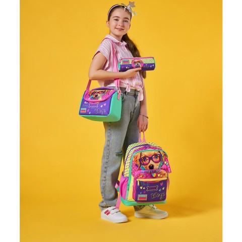 Coral High Sarı Pembe Sevimli Köpek Desenli 3’lü Okul Çanta Seti 23752