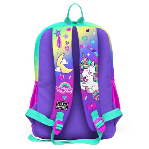 Coral High Unicorn Desenli Dört Bölmeli Okul Sırt Çantası 23729 + Beslenme