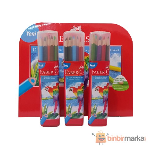Faber-Castell 12'li Tam Boy Üçgen Kuru Boya Kalemi 3 lü