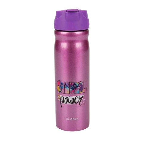 Globox 1140 Baskılı Çelik Matara 500 ml – Girl Power - Mor