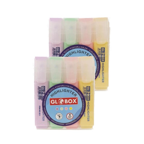 Globox Pastel Fosforlu Karışık 4'lü Kalem Seti