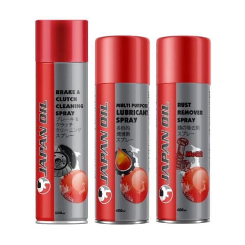 Japan Aerosol Balata Sprey 500 ml + Çok Amaçlı Yağlayıcı 400 ml + Pas Sökücü 400 ml