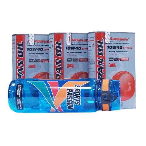Japan Oil 10W40 Tam Sentetik (Red Line) Motosiklet Yağı 3 lt ( Ü:12.2023) + Matara 800 ml