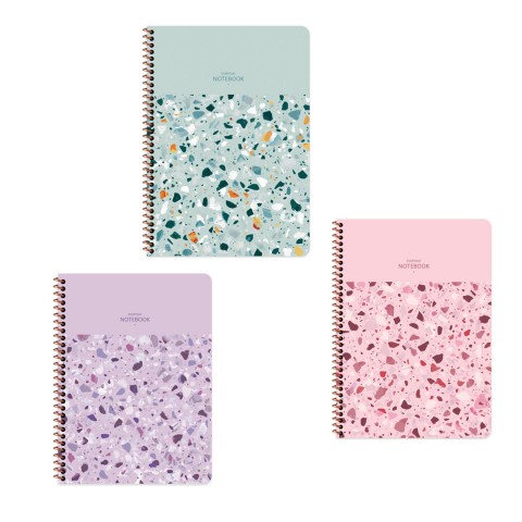 Keskin Color A4 Çizgili Defter Terazzo - Yeşil - Pembe - Lila Set