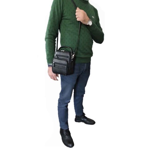 MÇ DERİ Erkek El Ve Omuz Askılı %100 Deri Çanta Siyah