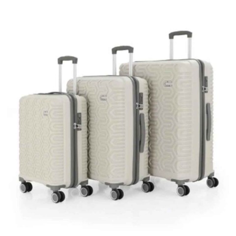 MÇS Üçlü Polipropilen Valiz Seti V377 - Kemik Gri