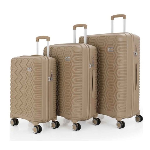 MÇS Üçlü Polipropilen Valiz Seti V377 - Şampanya