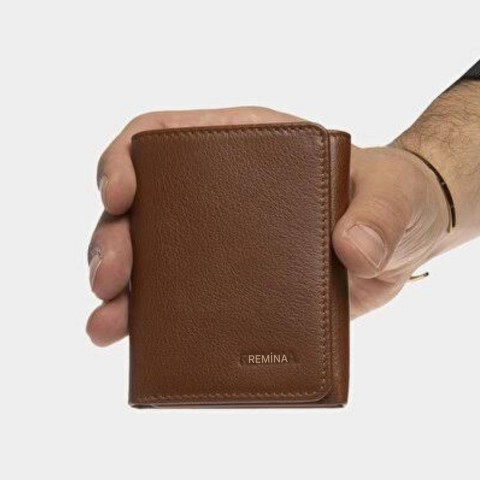 REWİNA 9008 %100 Hakiki Deri Cüzdan Mıknatıslı Erkek Cüzdan Kahve