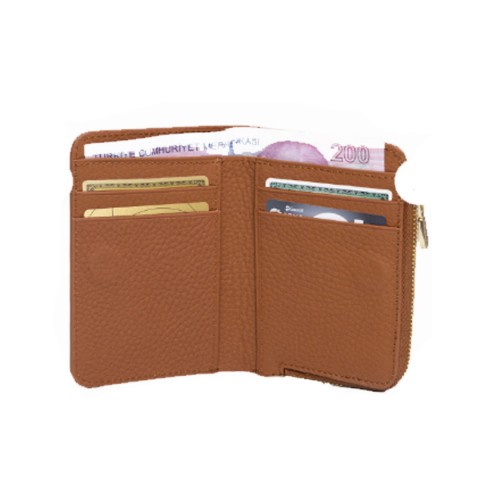 REWİNA 9110 Hakiki Deri Mıknatıslı Kadın Cüzdan Portföy Kahve