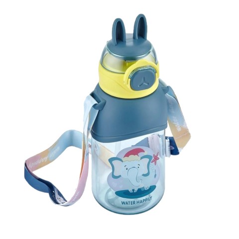 Vagonlife Boyun Askılı Pipetli Kilitli Kapak 650 Ml Matara Mavi