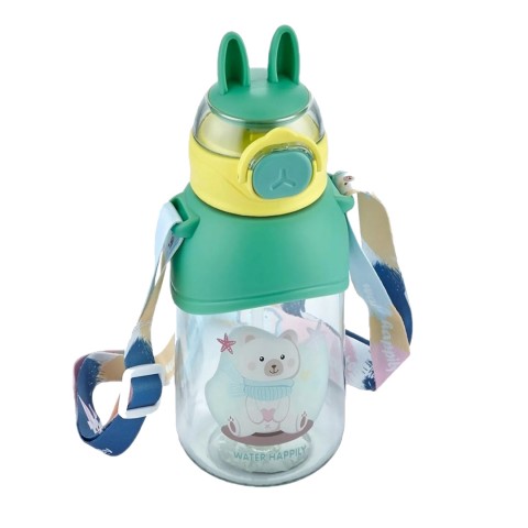 Vagonlife Boyun Askılı Pipetli Kilitli Kapak 650 Ml Matara Yeşil